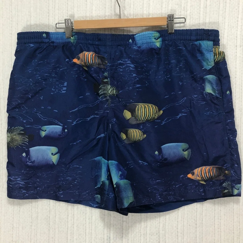 Nautica Mens Blue Tropical Fish Print Swim Trunks Mesh‎ Lined Large VDR 427 100